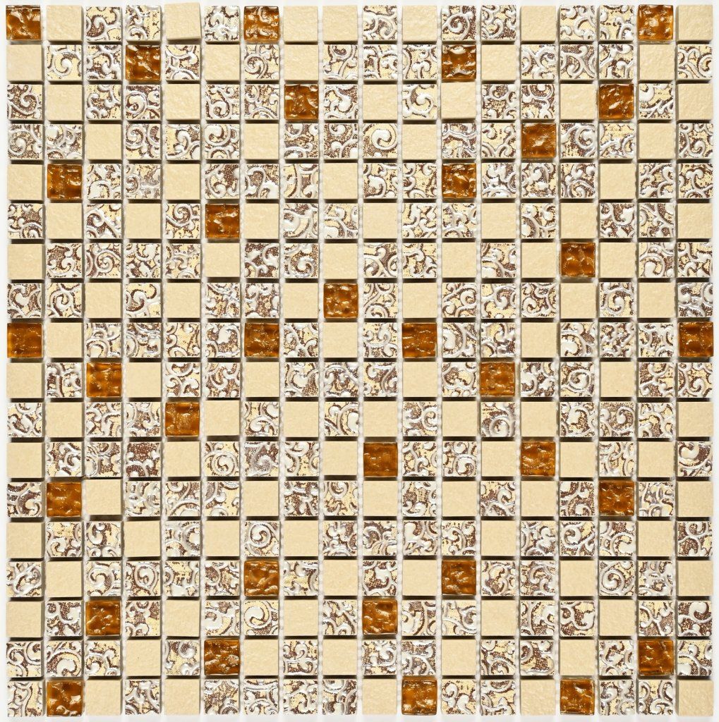 Мозаика стеклянная с камнем Dreams Beige