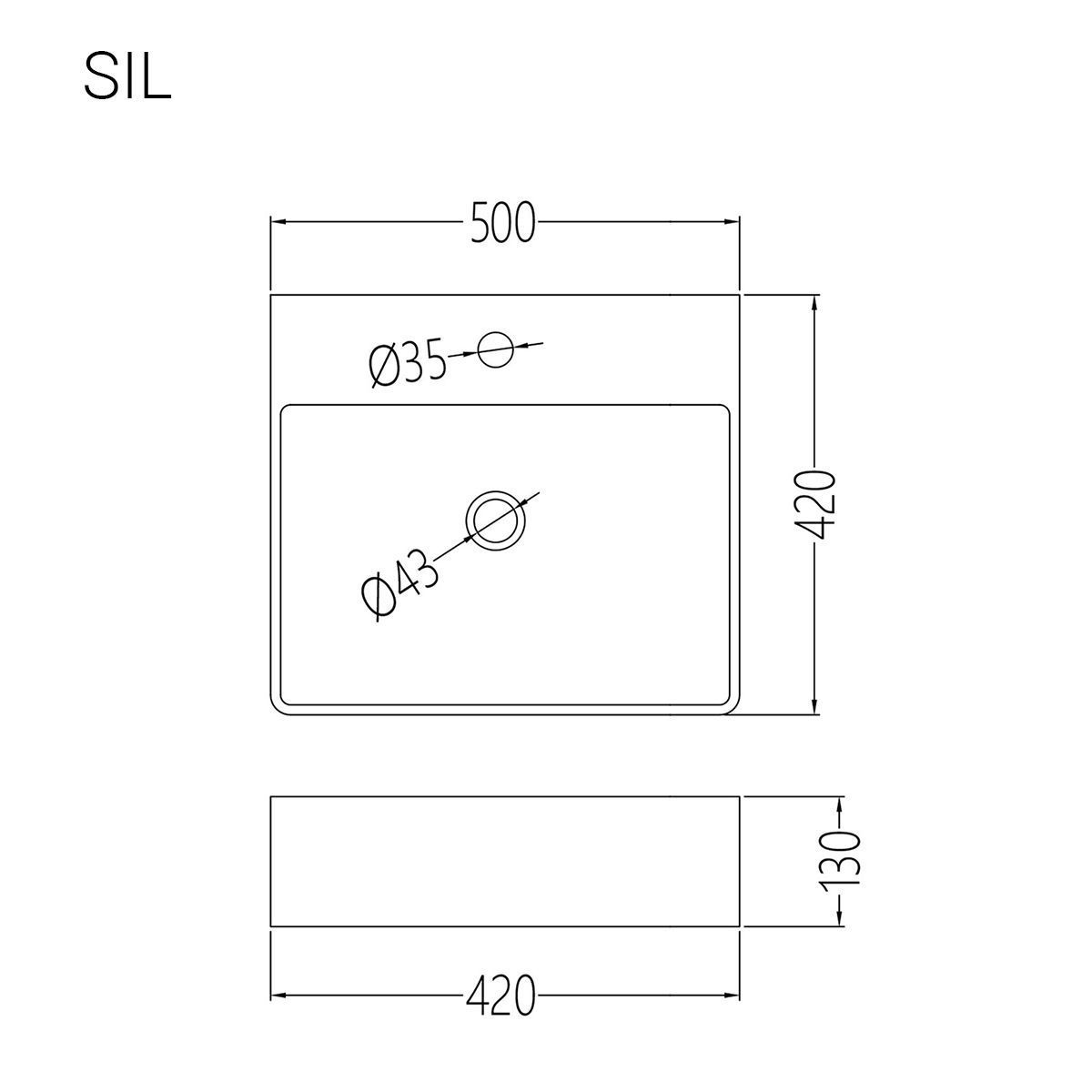 Раковина накладная белая глянцевая Раковины SIL BLANCO BRILLO 50х42х13