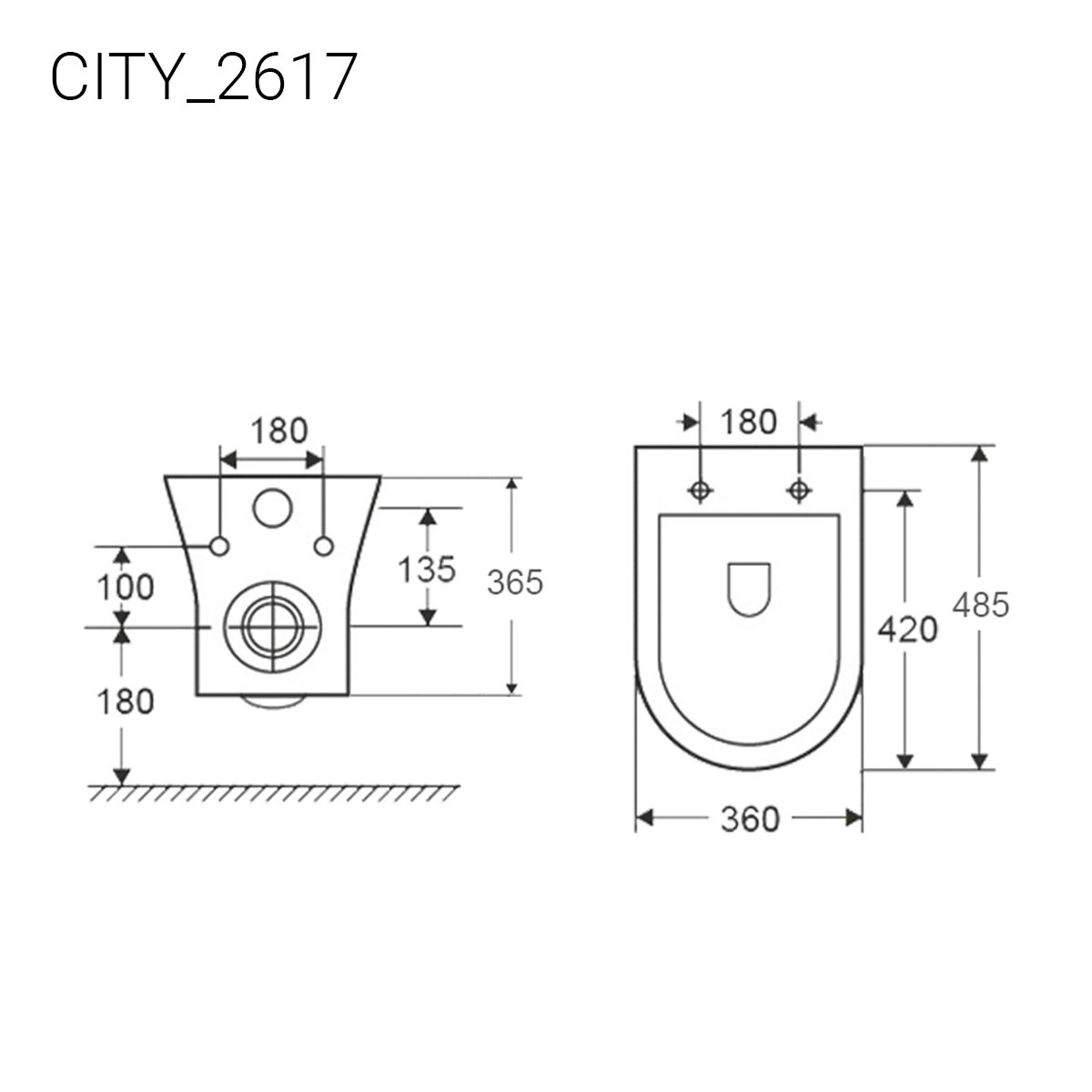 Комплект CITY Унитаз подвесной 2617 + Инсталляция 10002 + Кнопка белая Унитазы