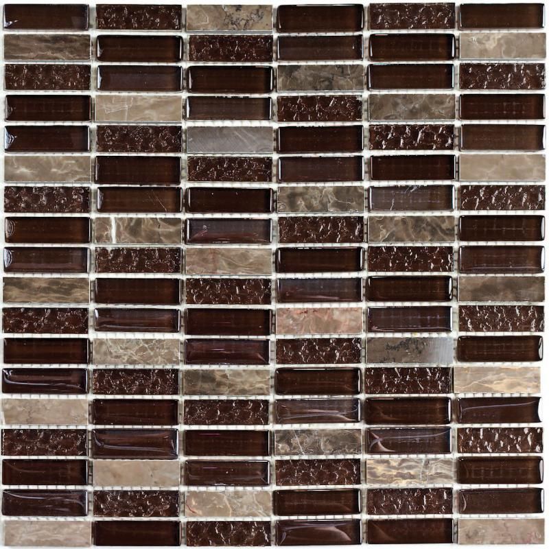 Мозаика стеклянная с камнем Super Line (brown)