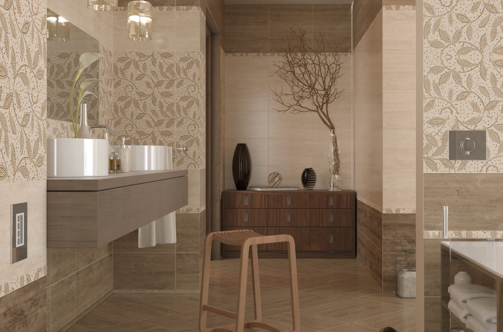 Плитка настенная Travertine mosaic бежевый 25х40 (1,6м2/86,4м2)