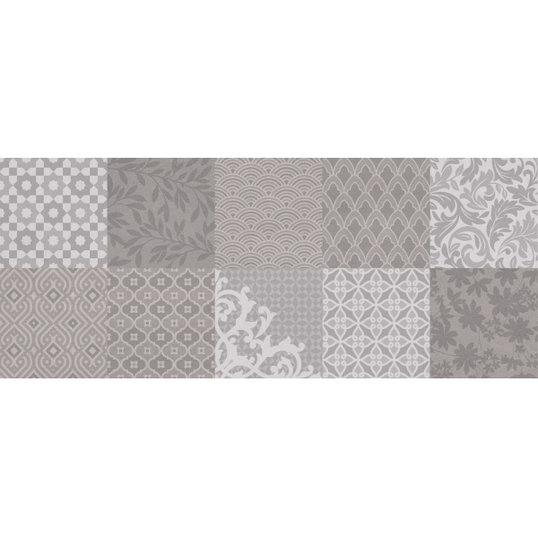 Плитка настенная Osaka Pattern Серый 20х50 (1,3м2/62,4м2)