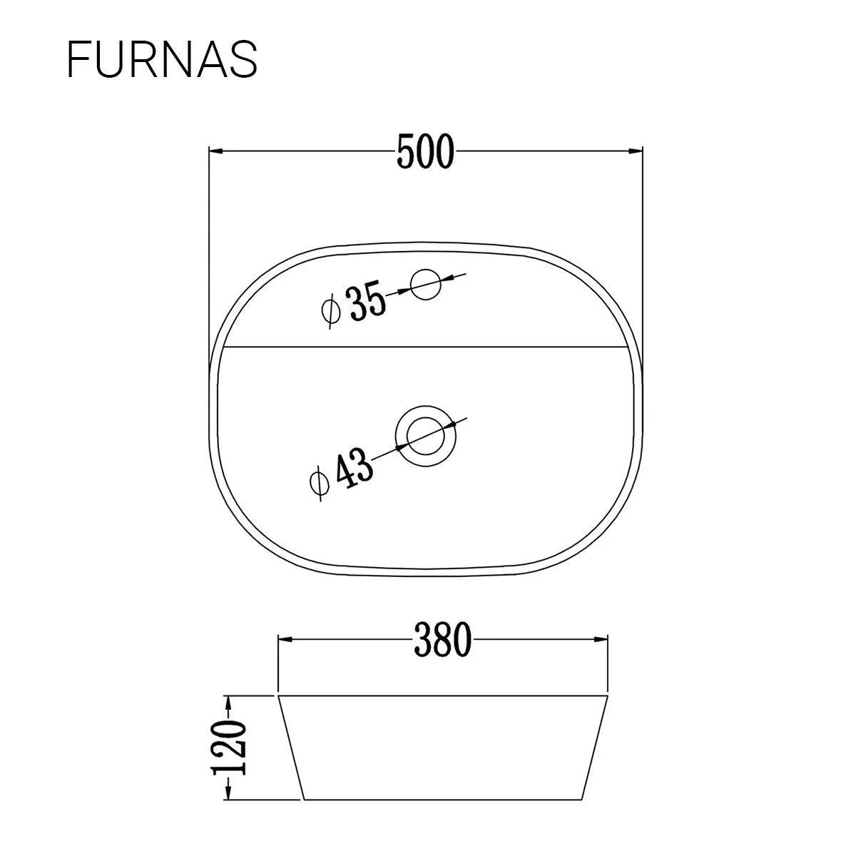 Раковина накладная белая матовая Раковины FURNAS BLANCO MATE 50х38х13.5