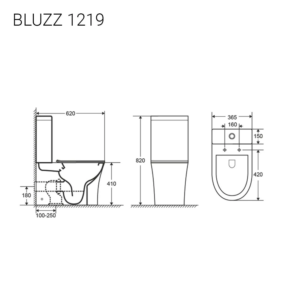 Унитаз-компакт безободковый белый Унитазы BLUZZ 1219