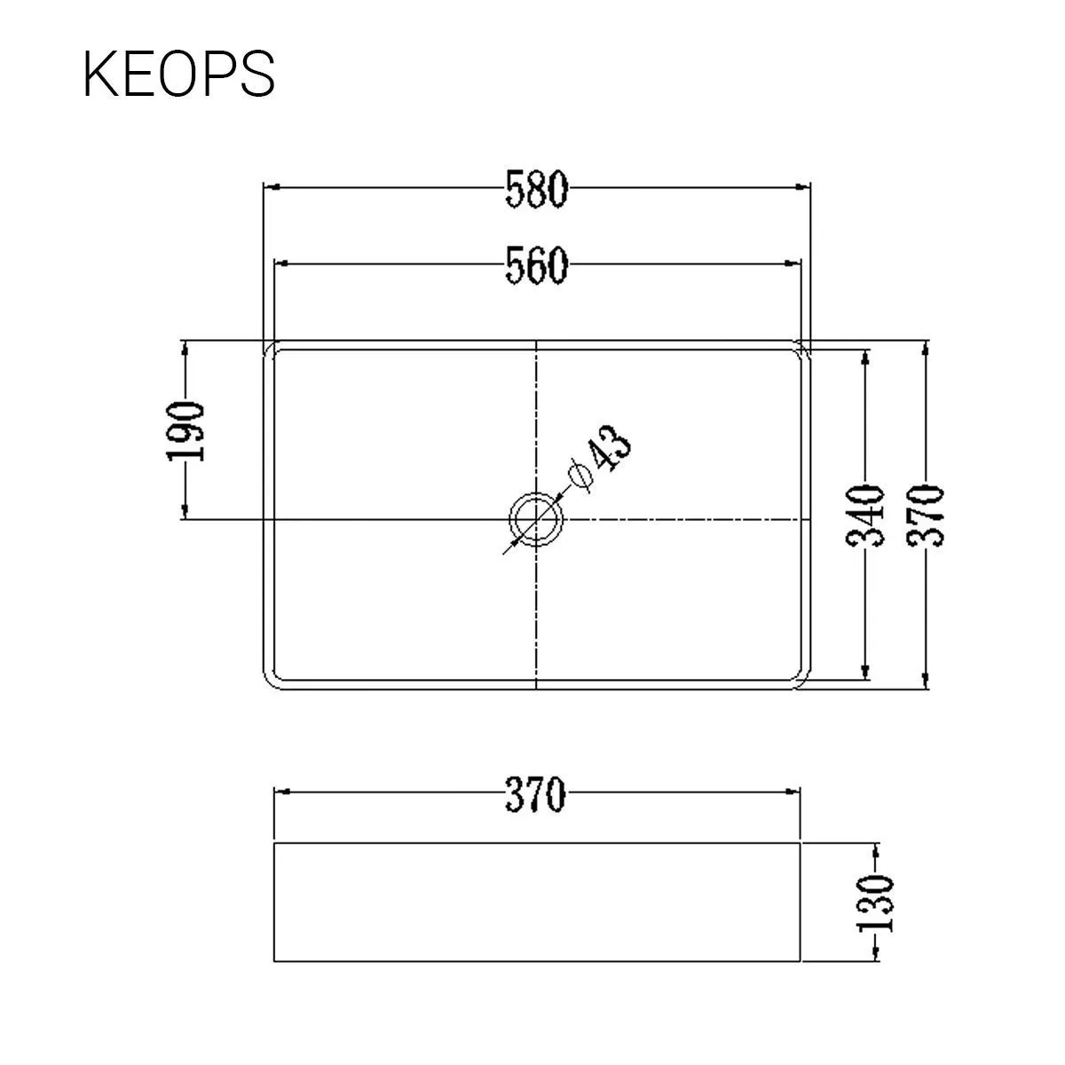 Раковина накладная белая глянцевая Раковины KEOPS BLANCO BRILLO 58х37х13