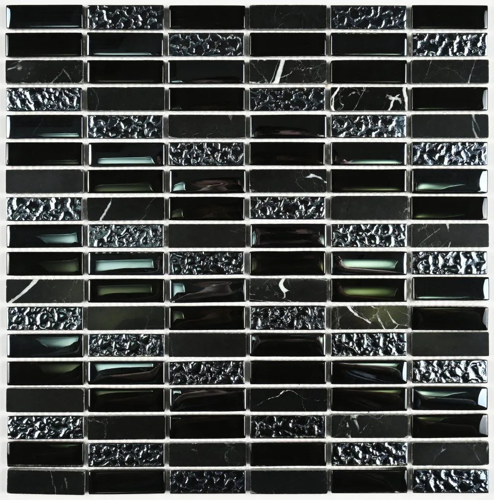 Мозаика стеклянная с камнем Super Line (black)