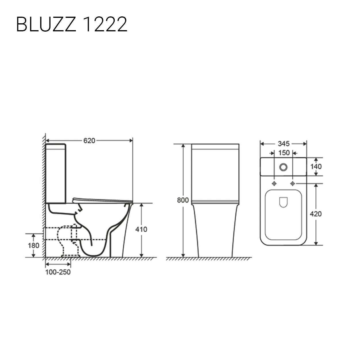 Унитаз-компакт безободковый белый Унитазы BLUZZ 1222