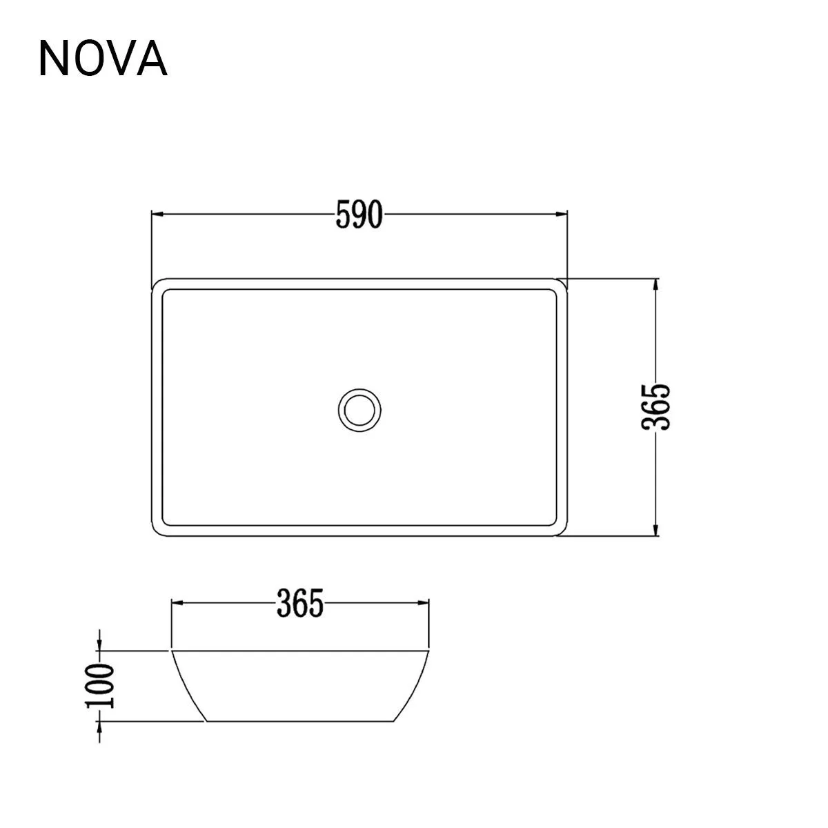 Раковина накладная белая глянцевая Раковины NOVA 59х36.5х10