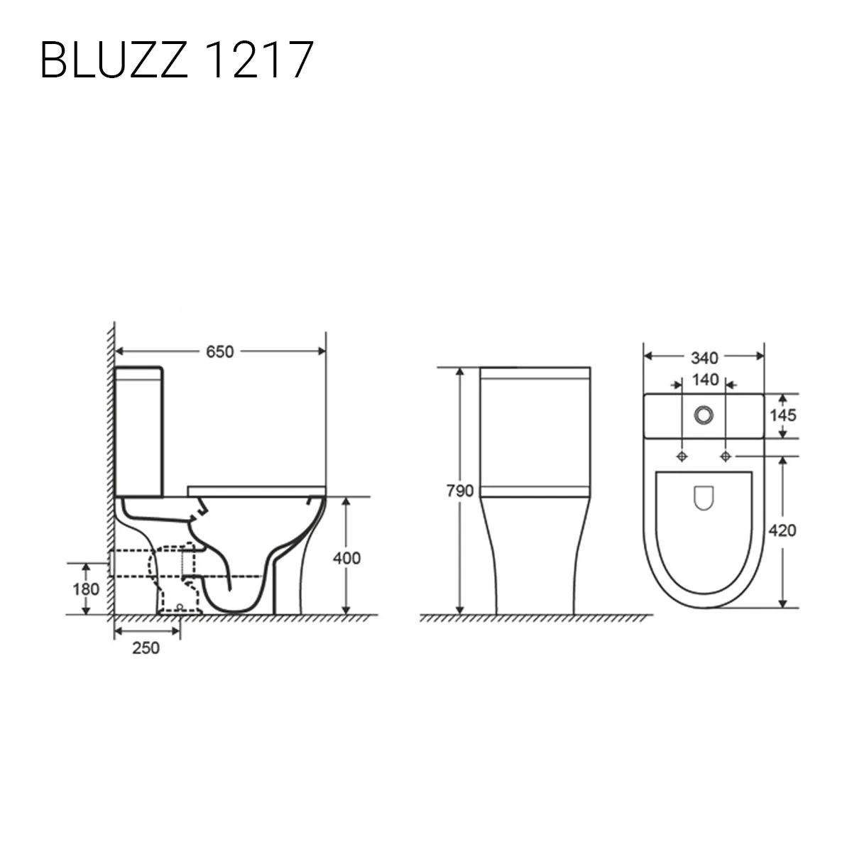 Унитаз-компакт безободковый белый Унитазы BLUZZ 1217
