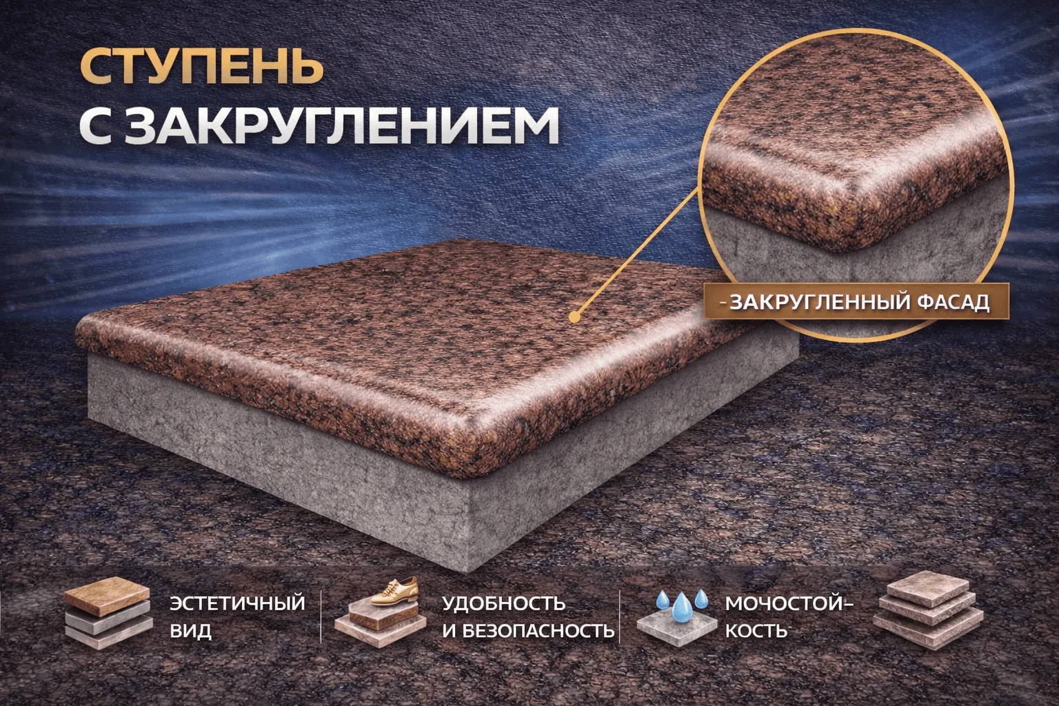 Ступень с закруглением