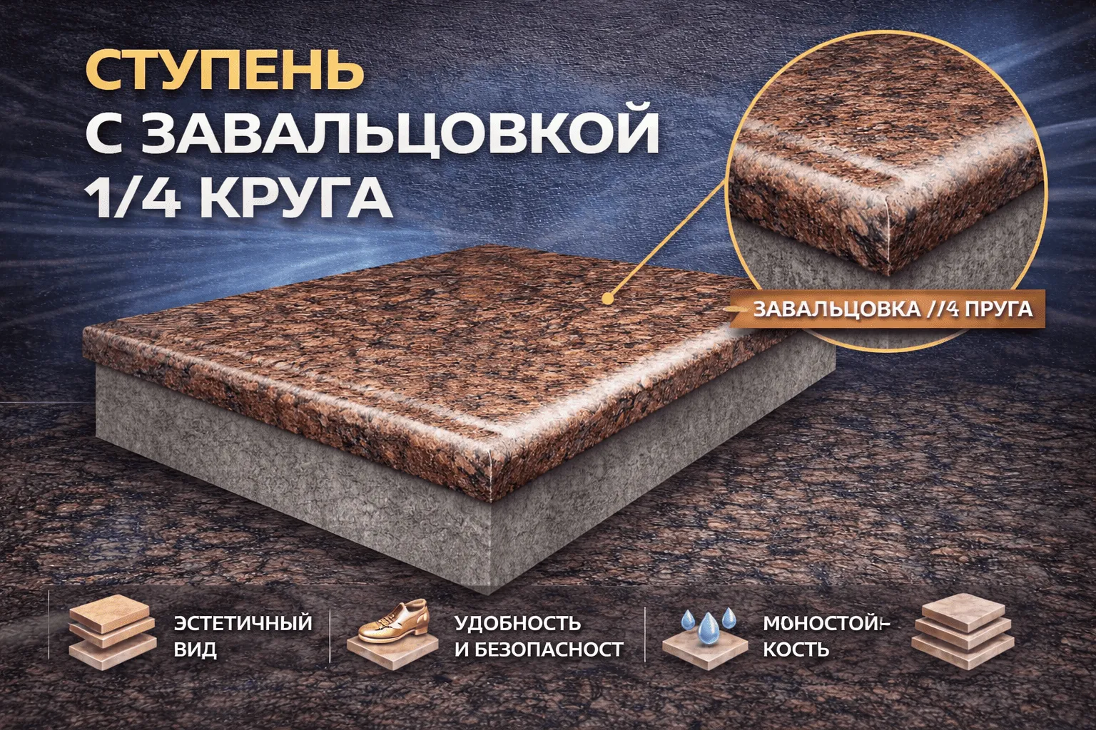 Ступень с завальцовкой 1/4 круга